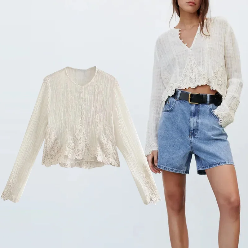 

Traf Za Women's Linen Shirt Fashion Woman Blouses New 2021 Elegant Beautiful Blouses Women Casual Korean Style Chic Woman Blouse