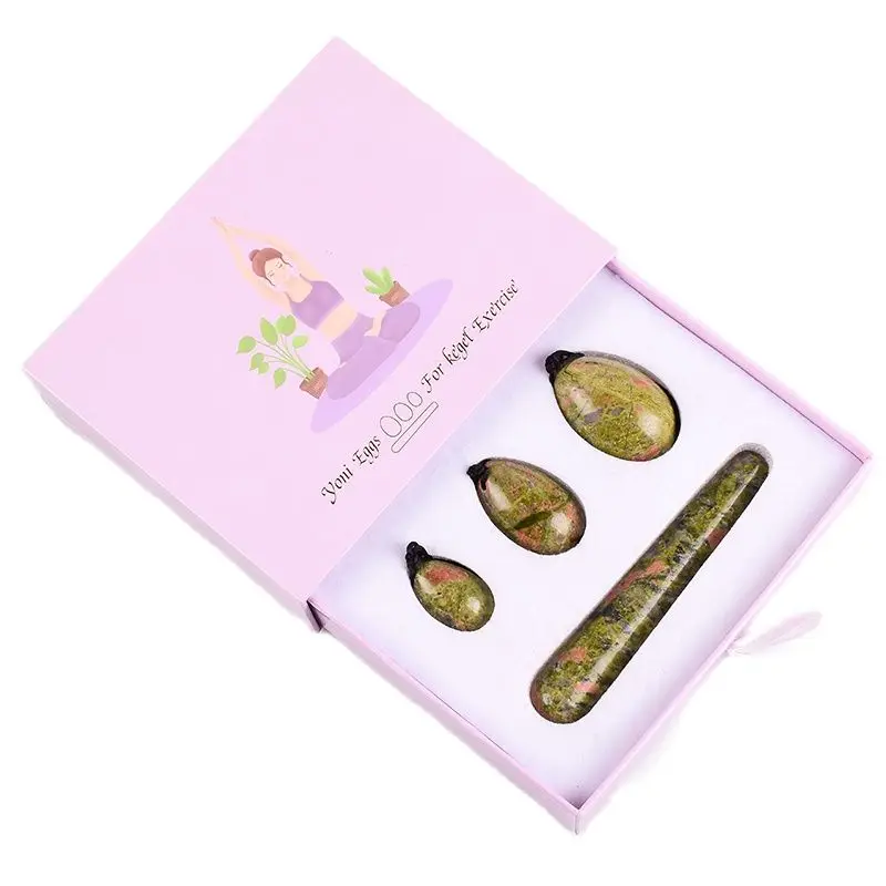 

Yoni Egg Wand Gift Box Set Natural Unakite Crystal Drill Massage Jade Eggs Kegel Exercise Ball Pelvic Floor Muscle Vaginal Tool