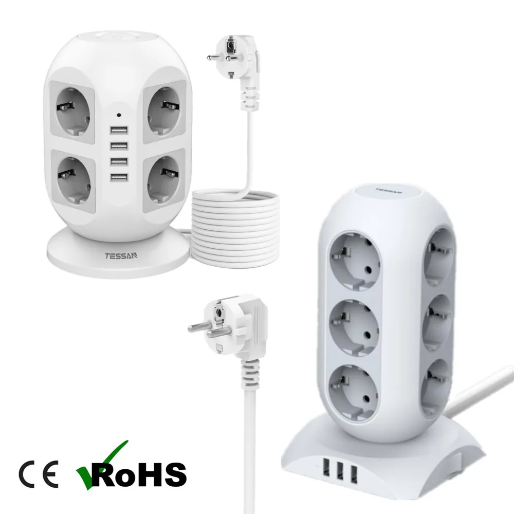 

Удлинительный кабель для бытовой техники, 8/12 розеток, 3/4 USB-порта