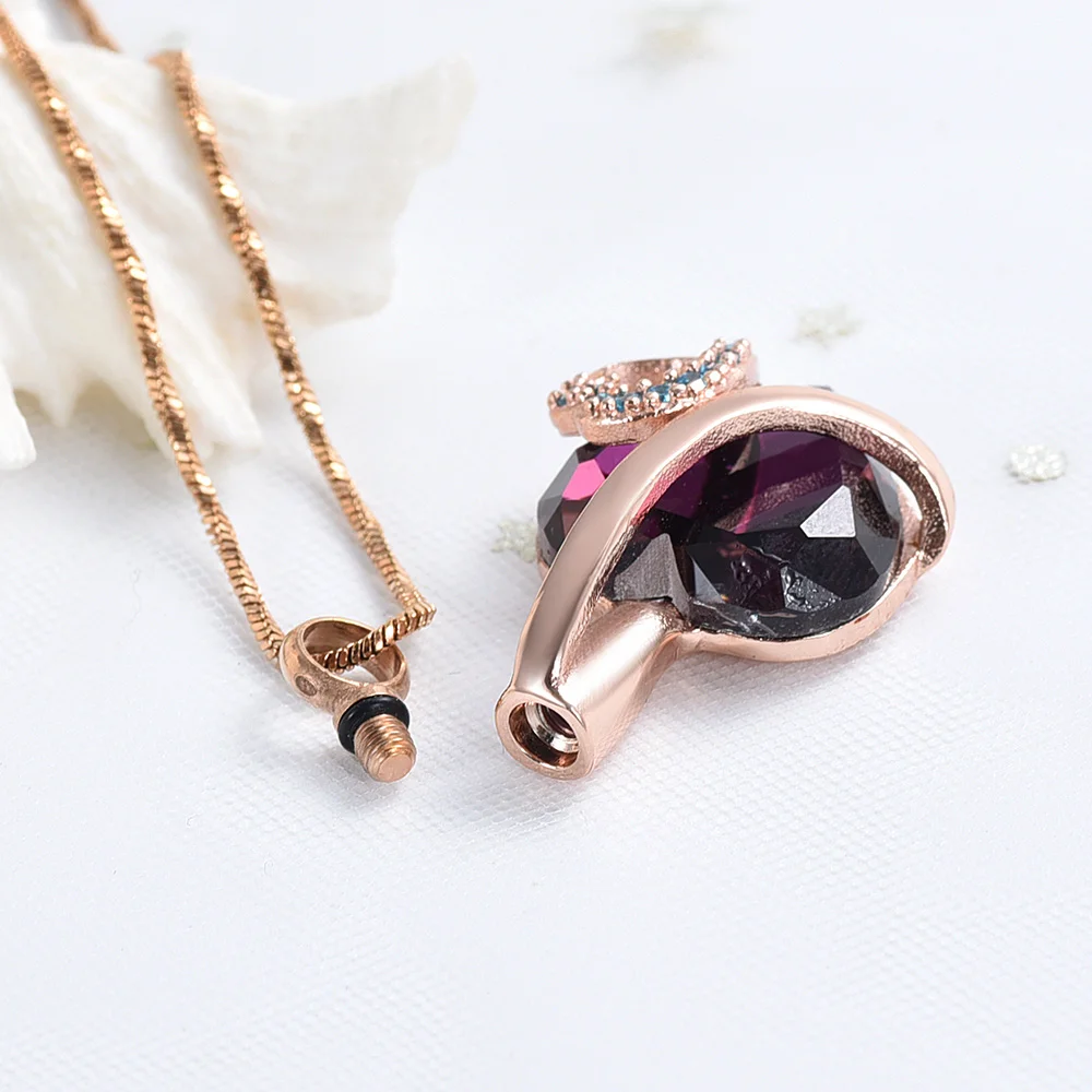 

Crystal Heart Urn Necklace for Ashes Memorial Jewelry for Women Stainless Steel Birthstone Necklace Urn for Ashes