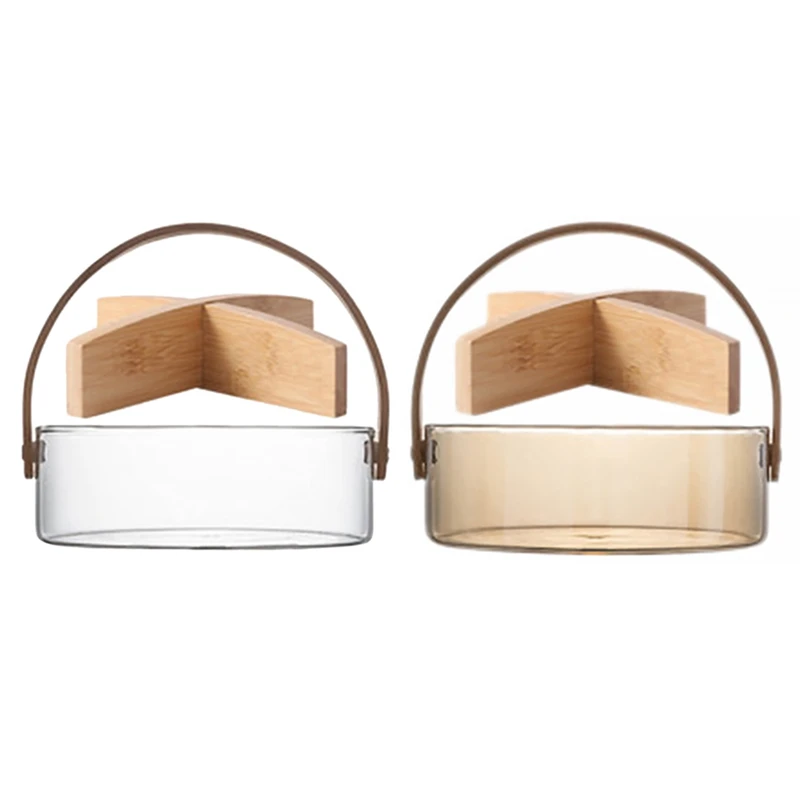 

Прозрачный стеклянный сервировочный поднос с ручкой, Круглый Органайзер для хранения конфет, кондитерских изделий, корзины для фруктов, ку...