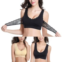sports bra womens seamless adjustment brassiere tops plus size 3xl underwear cross side buckle wireless lace bra
