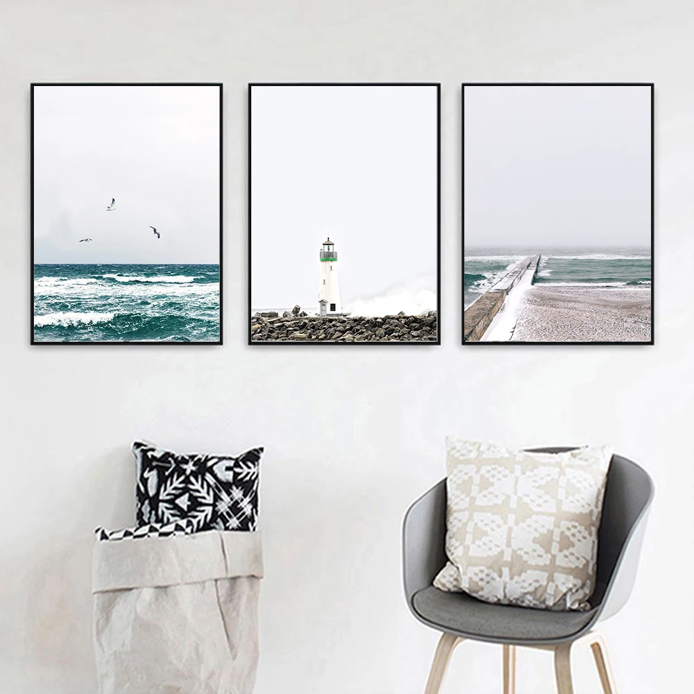 Настенная живопись на холсте с изображением океана моря пляжа моста