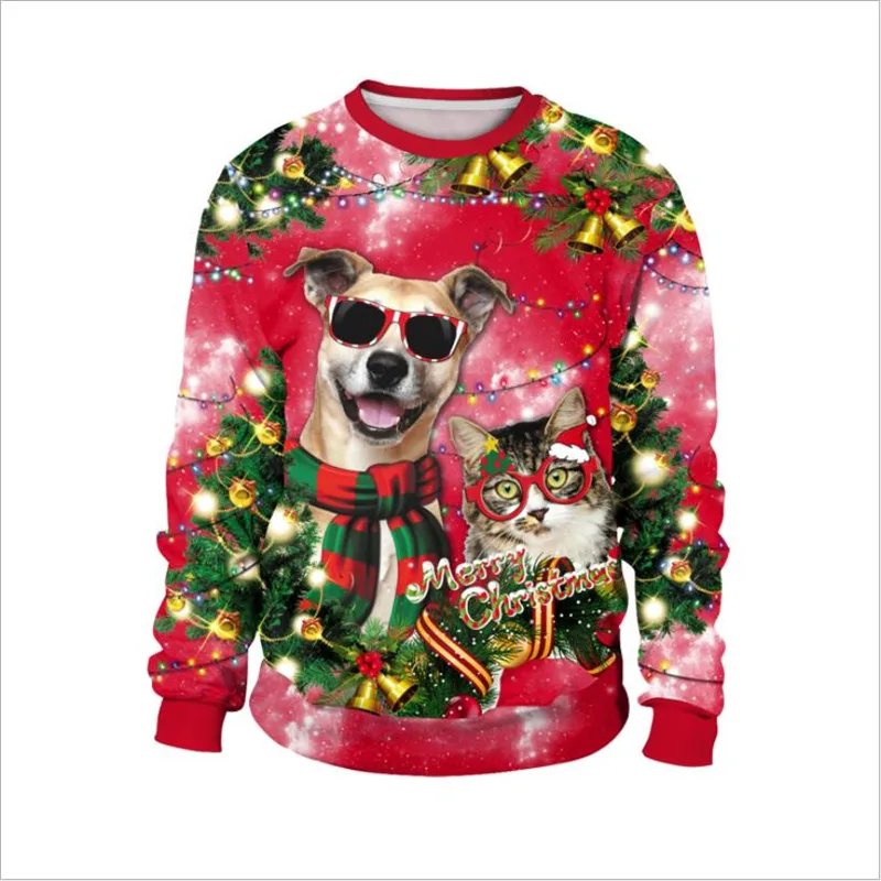 3D забавные с принтом в виде собаки для уродливые Рождественский свитер пуловер