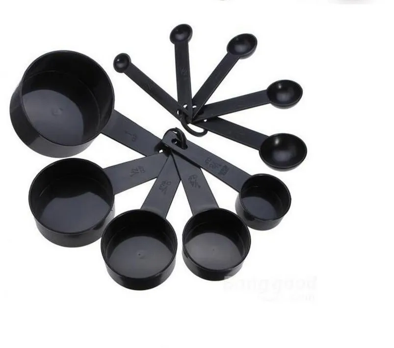 Мерные чашки черного цвета и мерная ложка лопатка Силиконовая ручка 10 шт./компл.