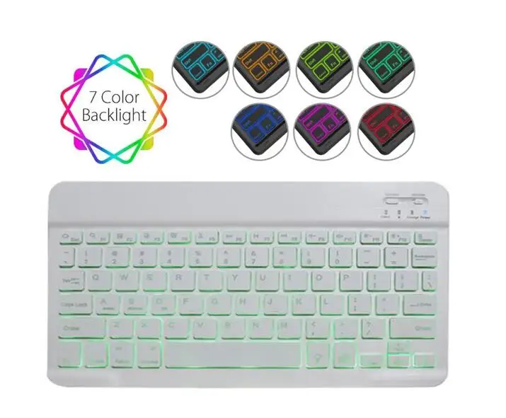 white Keyboard 7 цветов клавиатура с подсветкой для Samsung Galaxy Tab A 10,5 Tablet Cover T590 T595 SM-T590 SM-T595 Bluetooth клавиатура чехол+ ручка - Цвет: white Keyboard
