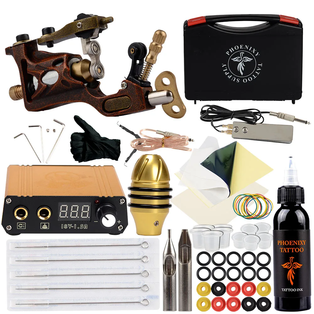 Полный набор для татуировок вращающихся машин 30 мл чернил блок питания