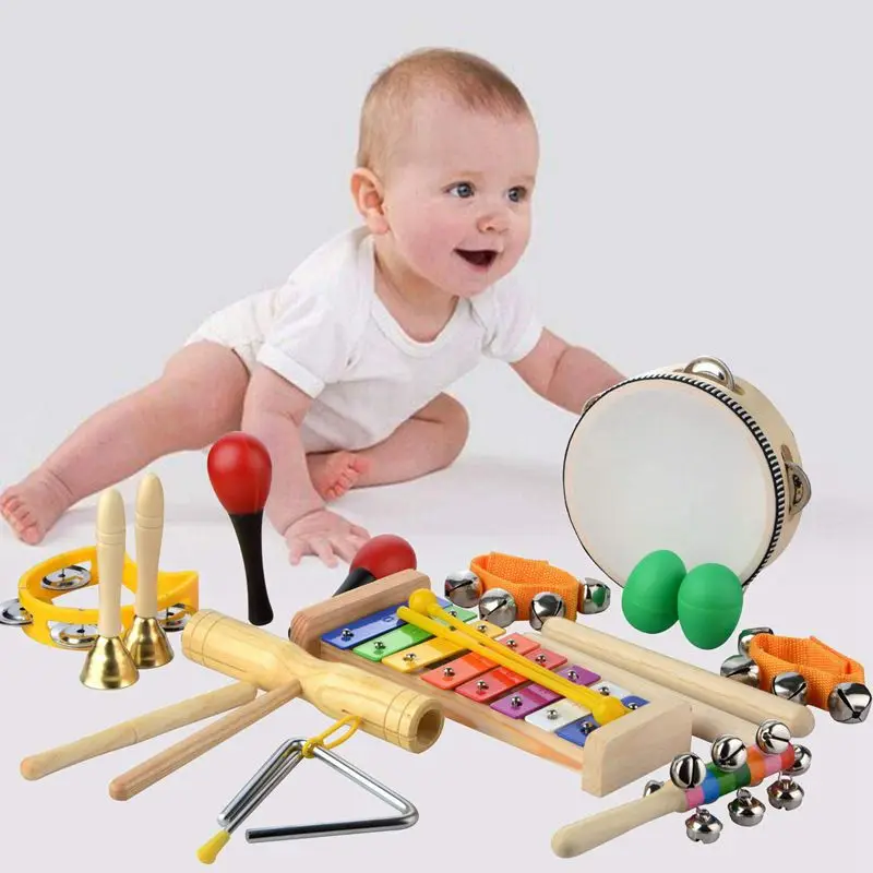 

20 Pcs Toddler & Baby Musical Instruments Set - Percussion Toy Fun Toddlers Toys Wooden Xylophone Glockenspiel Toy Rhythm Band S