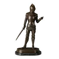 europe warrior in armor bronze sculpture soldier statue man office table decor antique art figurine statuette