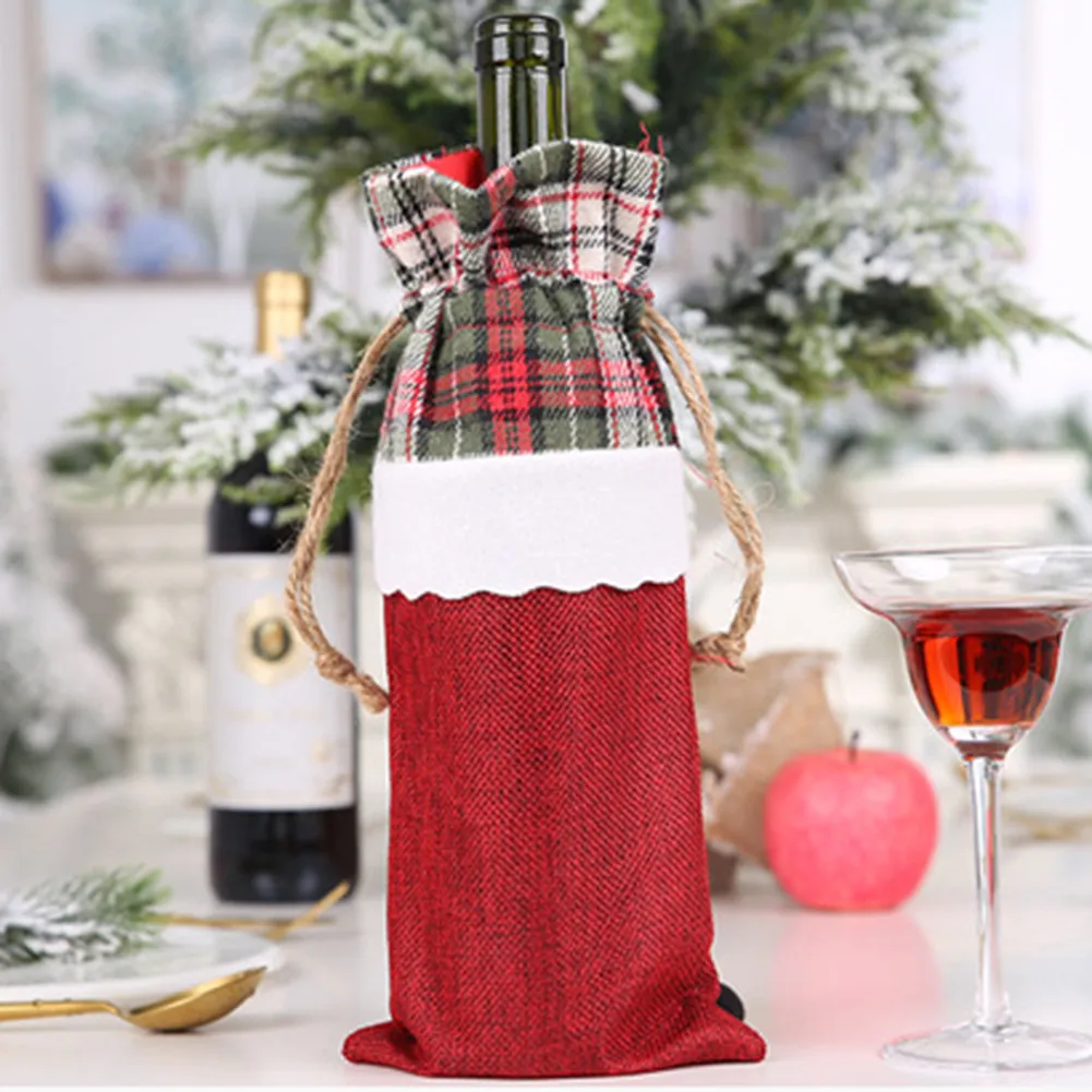 Рождественские винные бутылки крышка шампанского красное вино сумка для