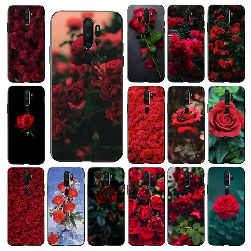 YNDFCNB Bright Red Rose Flowers Phone Case for vivo Y91C Y11 17 19 53 81 31 91 for Oppo a9 2020