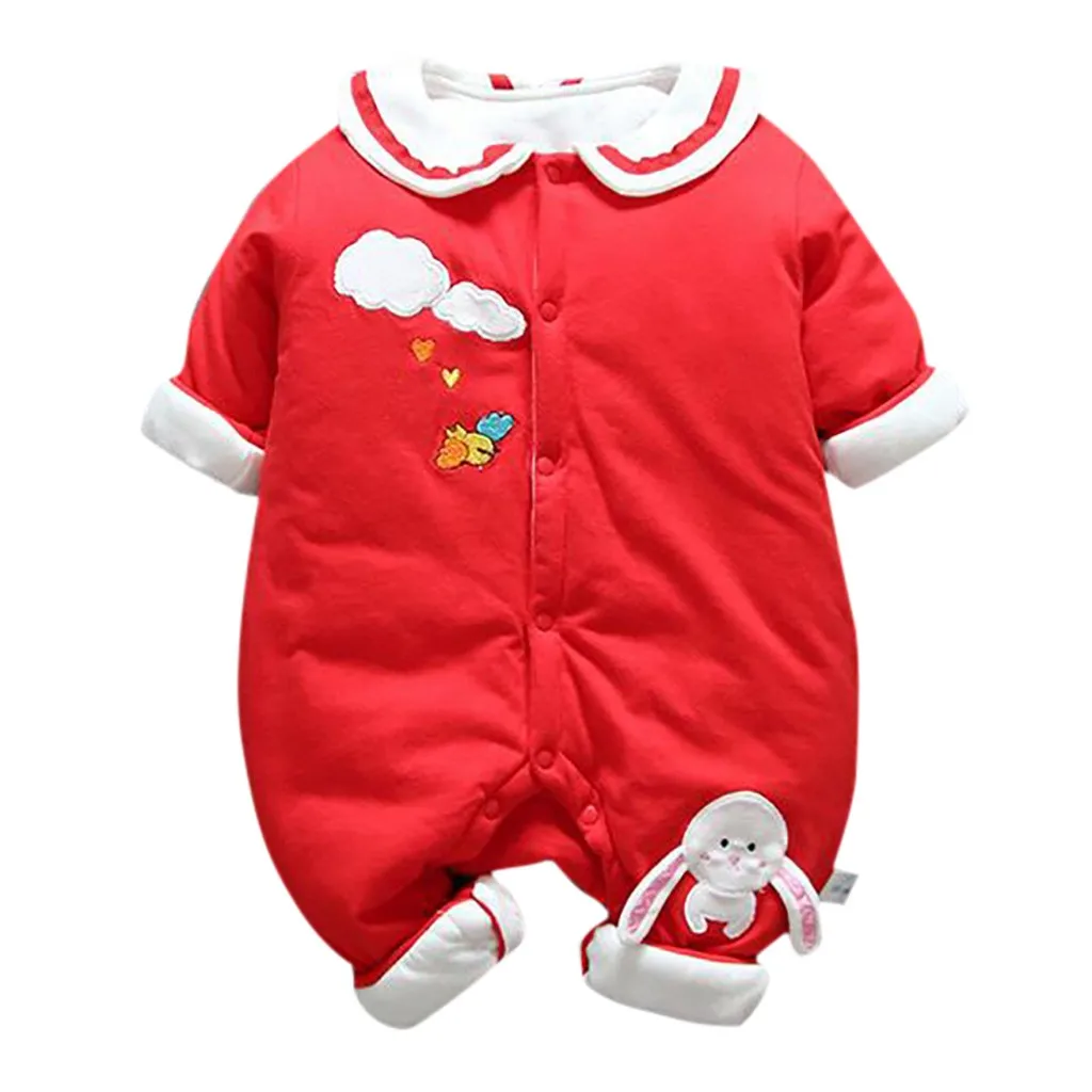 Зимний комбинезон с длинными рукавами и принтом милого кролика для маленьких