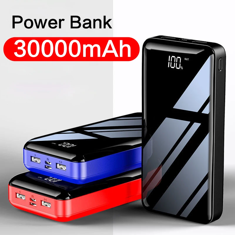 Внешний аккумулятор 30000 мАч для iphone 11 Xs 8 plus 2 1 А быстрое зарядное устройство с
