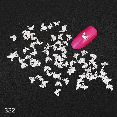 322 Полые серебряные розы стикеры 3D на ногти Nail Art сплав decals100шт/дизайн металлические подвески дизайн Советы Украшение аксессуаров - Цвет: 322