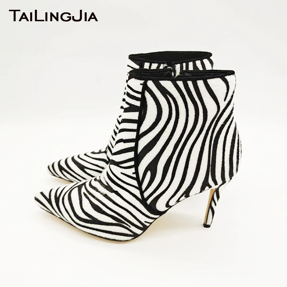 

Женские Короткие полусапожки на шпильке Zebra, привлекательные полусапожки из искусственного конского волоса, сезон зима-осень 2019, Заводские сапоги больших размеров