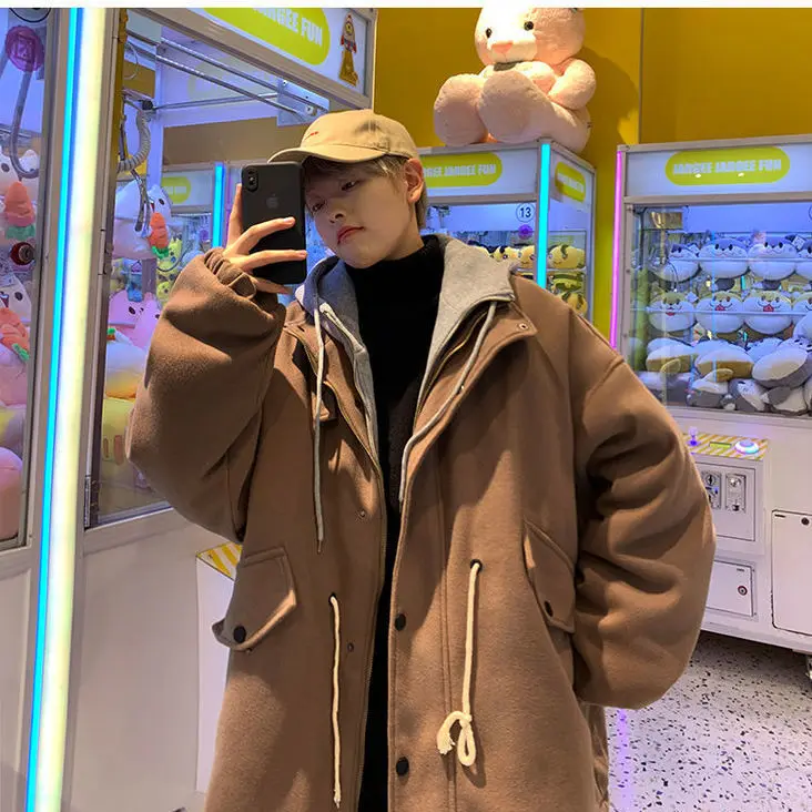 

Зимнее утепленное хлопковое пальто 2021, мужское модное пальто в стиле гавани, с капюшоном, среднего размера и стандартного бренда