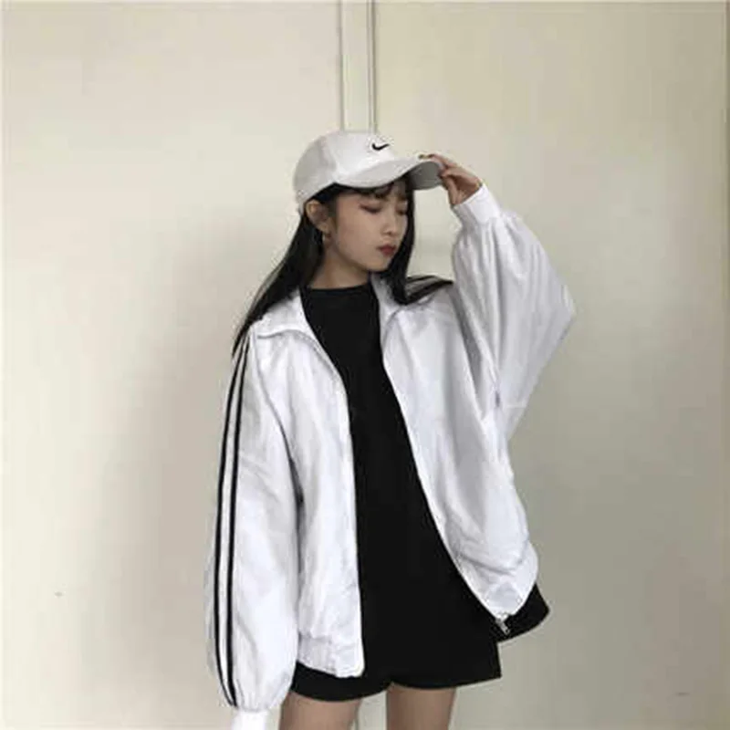 Куртки женские повседневные с длинным рукавом в полоску со стоячим воротником на