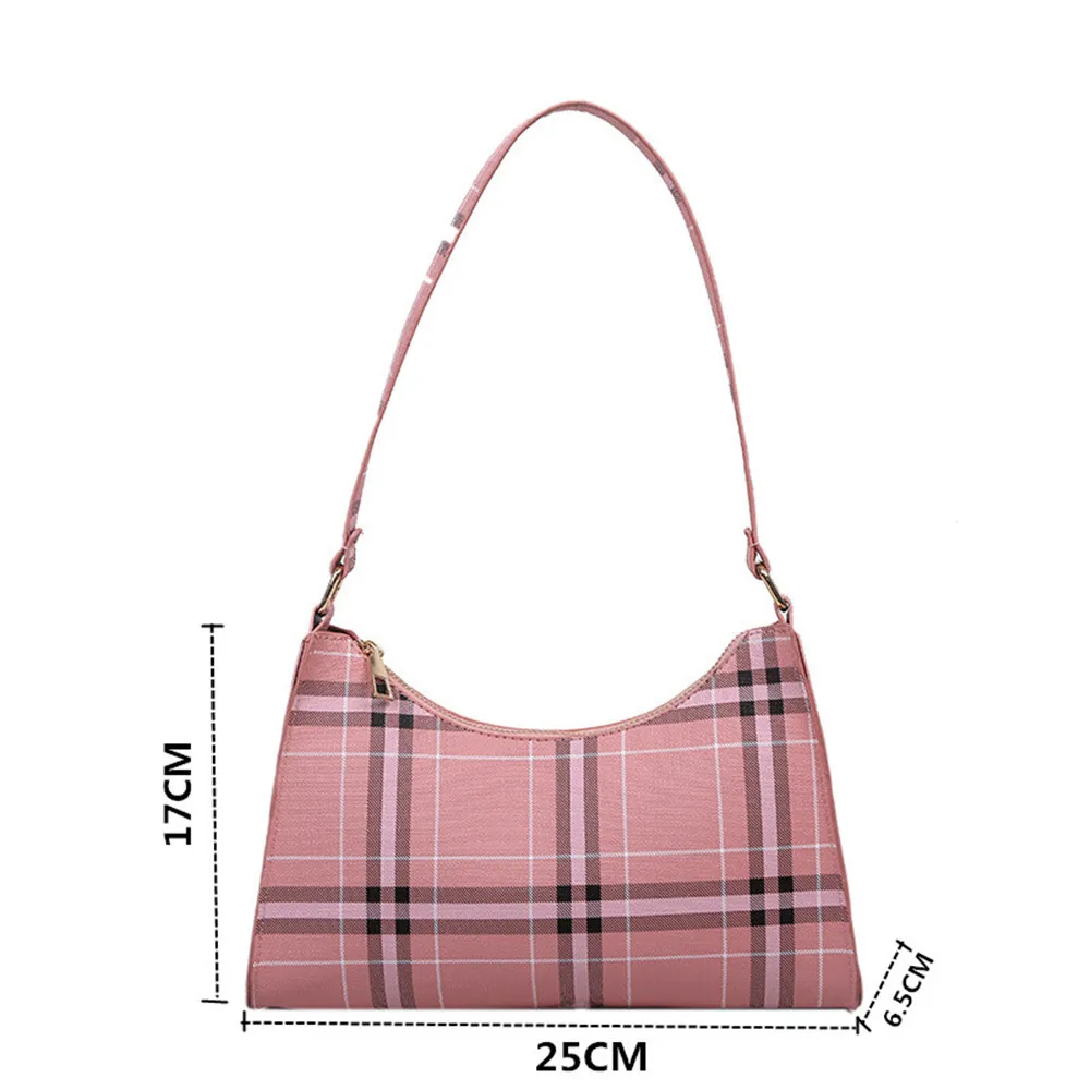

Popular Plaid Niche Underarm Bag Autumn And Winter New Female Bag Trendy Lady Shoulder Bag Handbag Wrist Bag PU