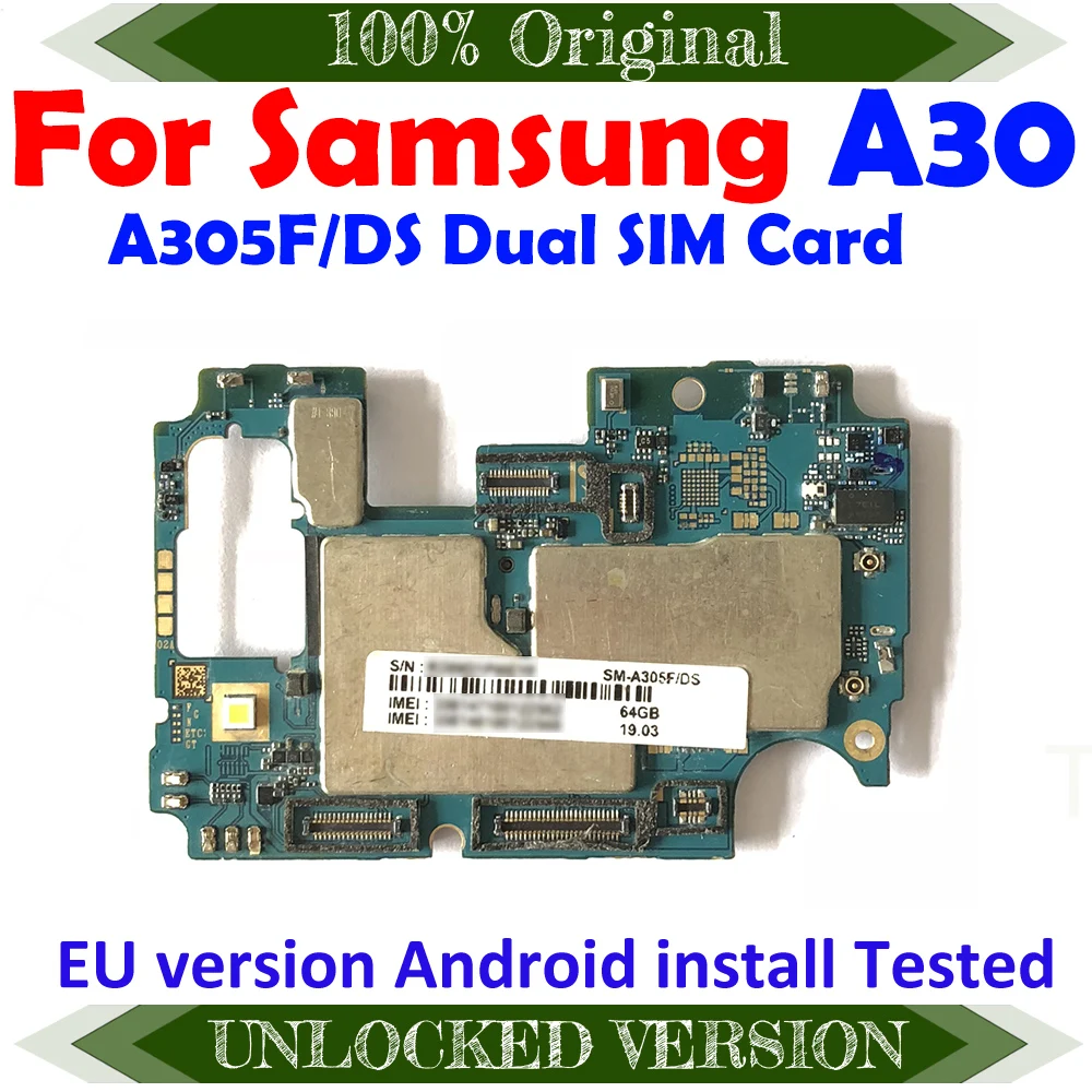 Материнская плата для Samsung Galaxy A30 A305FD 64 ГБ материнская с полными чипами