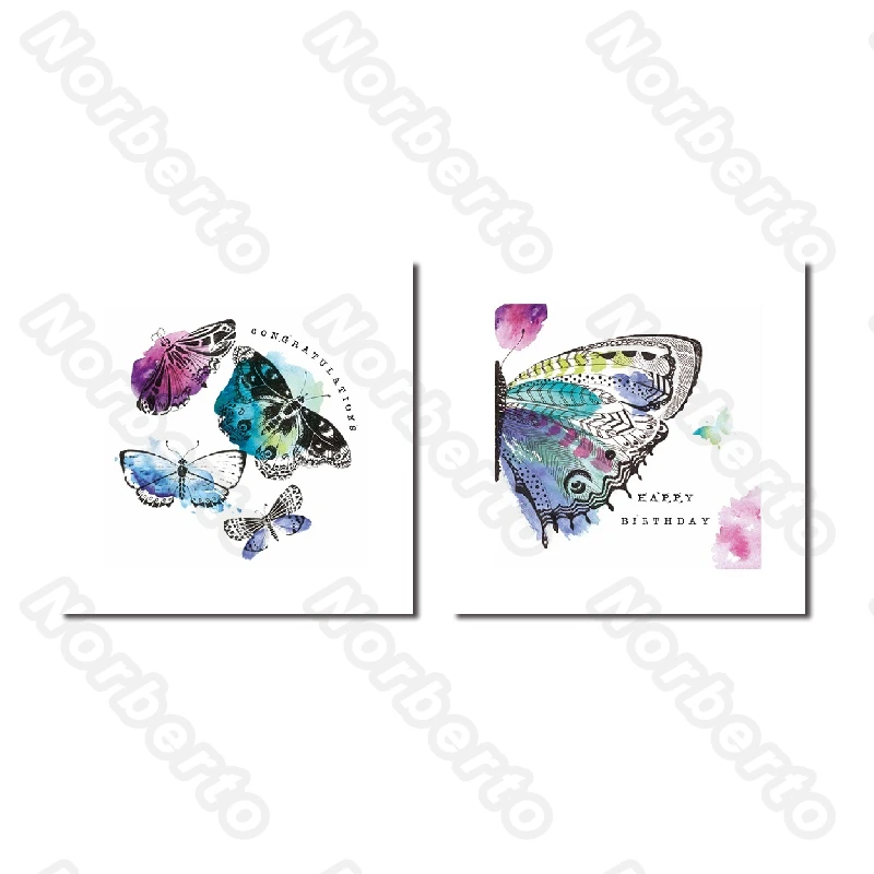 

Canvas Painting Poster Different Types of Butterfly Specimens Letters Happy Birthday Congratulation for Home Rooms Decoration