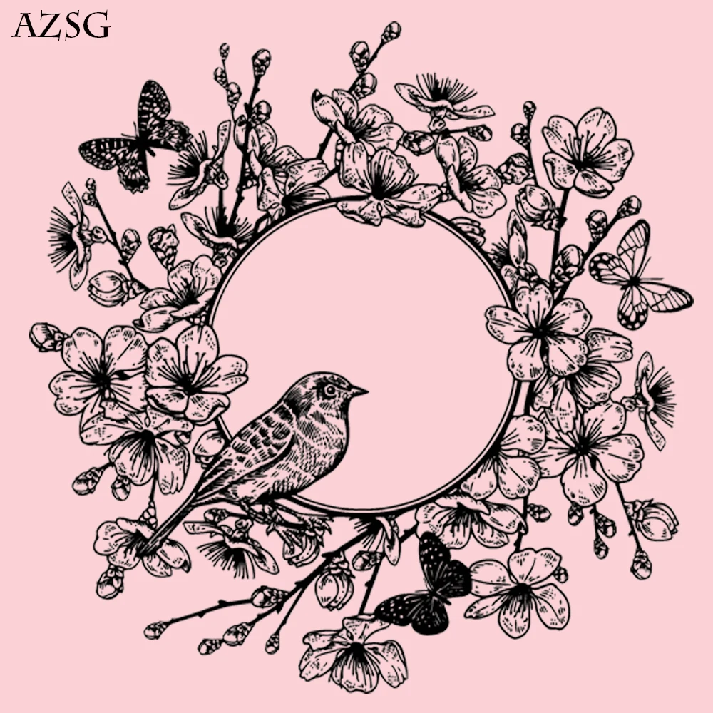 

AZSG Cherry Blossoms and Birds Clear Stamps/Seal For DIY Scrapbooking Card Making Album Decorative Silicone Stamp Craft