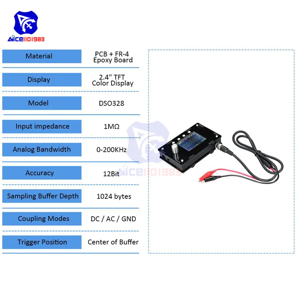 Diymore Полностью Собранный DSO328 2," TFT lcd цифровой осциллограф 1Msps 0-200 кГц STM32 чип с BNC Аллигатор тест клип зонд
