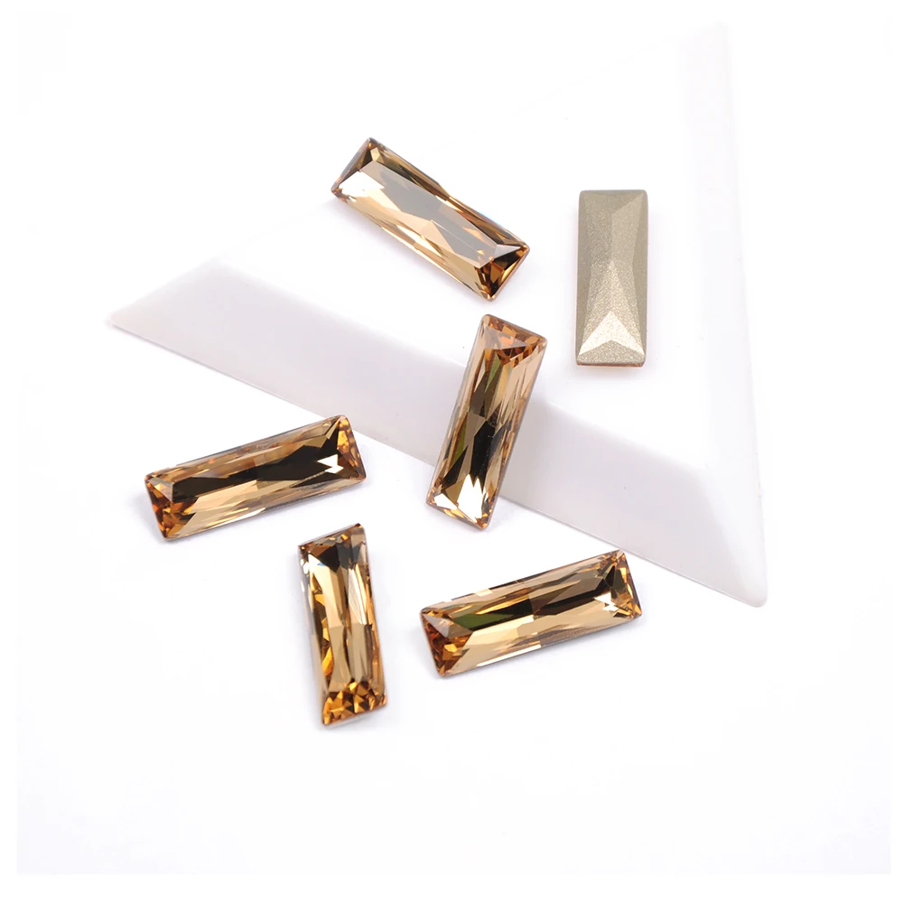 

Top Quality Stones Lt. Col. Topaz Color Princess Baguette Shape 5x15mm 7x21mm 3D Rhinestones For Nail Art Design Gems