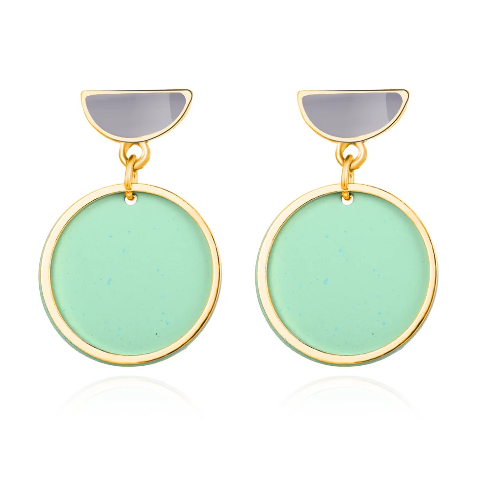 

Kroean Simple Geometric Alloy Dripping Oil Colorful Round Earrings For Women with Metal Accents 2020 Bohemian Jewelry Wholesale