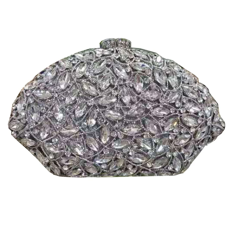 Дамская вечерняя сумочка с цветочным рисунком и кристаллами жесткая