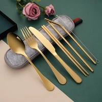 stainless steel tableware set portable creative western tableware cutlery spoon straw combination gift dinnerware set
