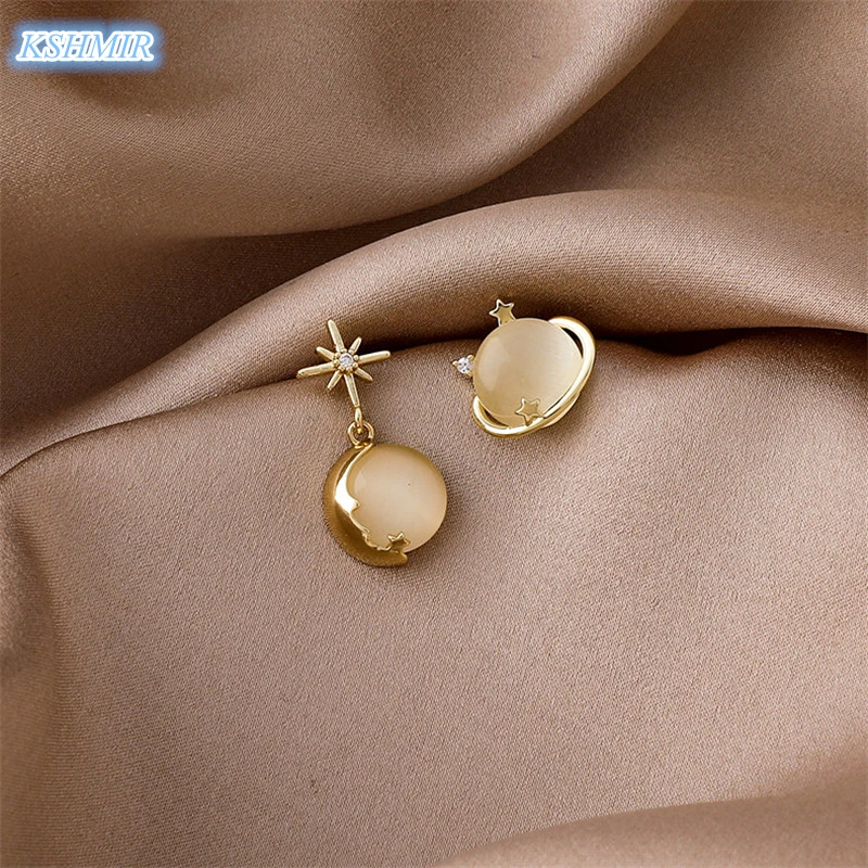 

Kshmir asymmetrical opal planet earrings 2021 new fashion temperament simple small earrings delicate female accessories