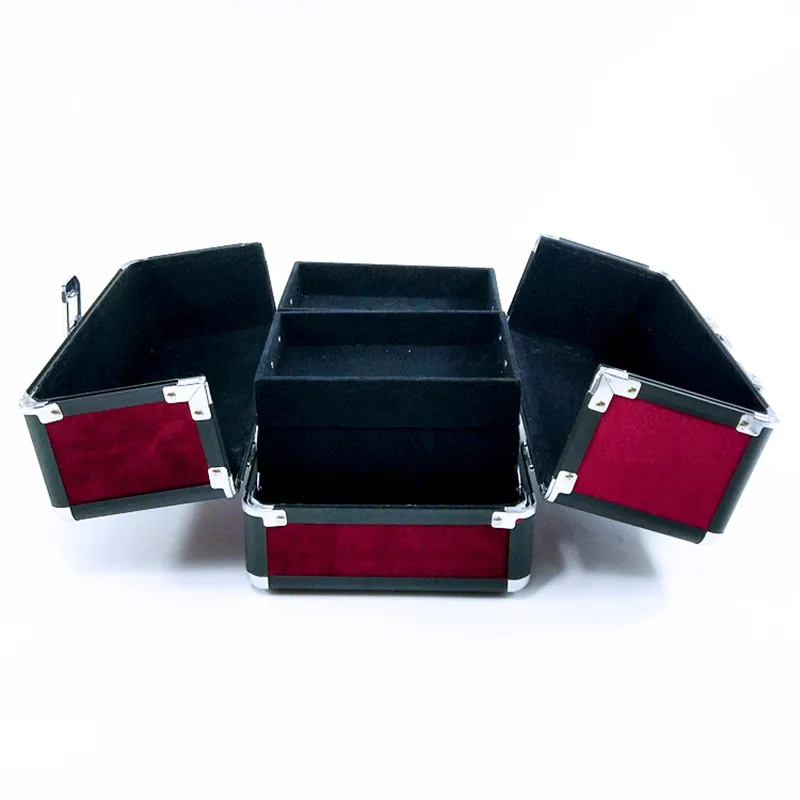 Новая профессиональная портативная косметичка из алюминиевого сплава двойная