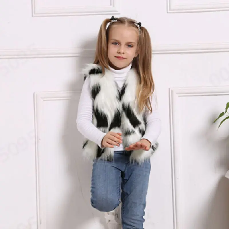 Модный детский меховой жилет детская зимняя теплая комбинированная куртка из