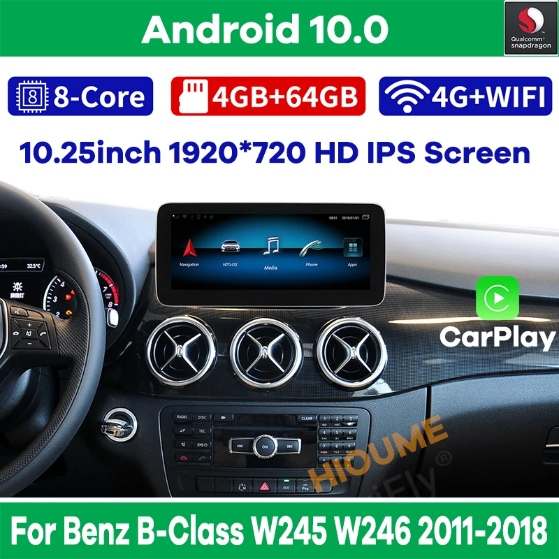 10 25 &quotSnapdragon Android 0 Автомобильный мультимедийный плеер GPS радио для Mercedes Benz B Class W246