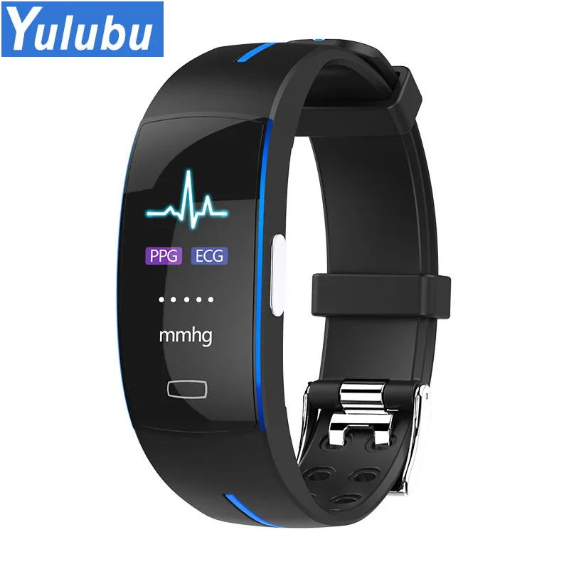 Цветной ЖК дисплей P3 смарт браслет ЭКГ + PPG монитор кровяного давления пульсометр