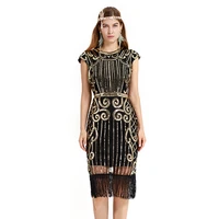 women clothes sequins costume o neck side zipper fringe dinner party ballroom dresses 1920s flapper dress elegant