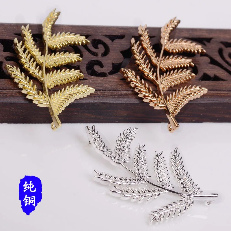 

30pcs gold Color Alloy Material rhinestone Leaf Charm Flower pendant For Head DIY Wedding Handmade Jewelry Making