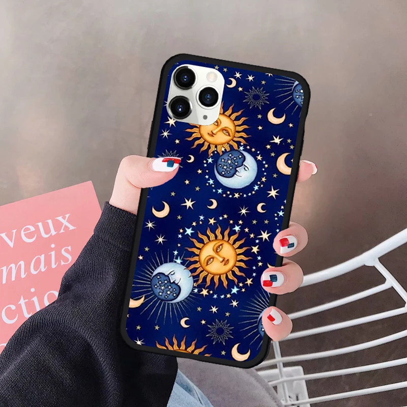 GYKZ Fashion Sun Moon Face Phone Case For iPhone 7 11 Pro XS MAX SE 2020 XR X 8 6Plus Planet Star Silicone Hard Cover Fundas Bag | Мобильные