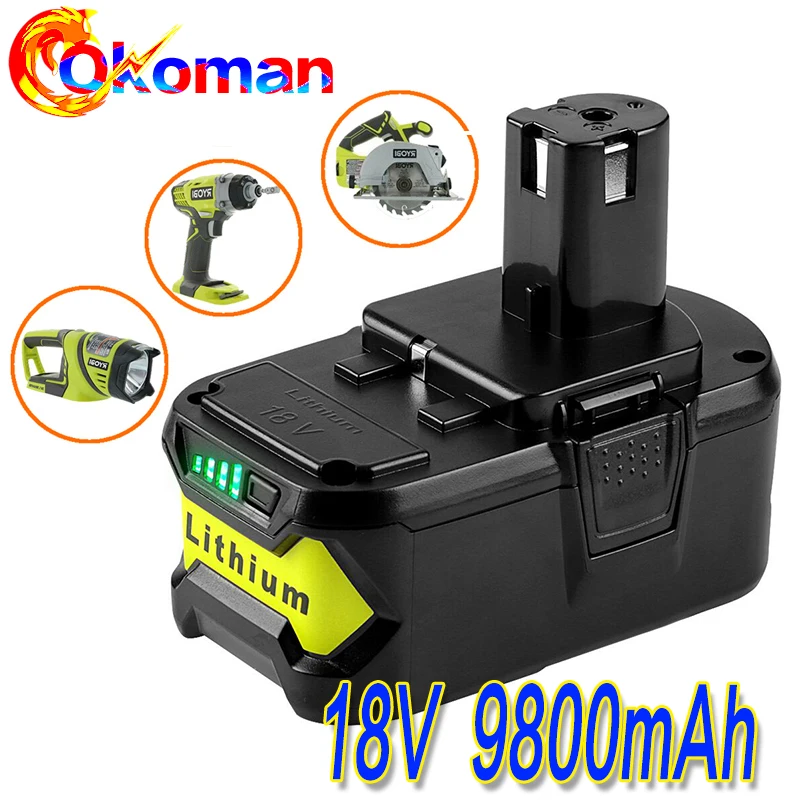 Аккумулятор Ryobi ONE литий ионный аккумулятор большой емкости 18 в 9800 мАч для Hot P108