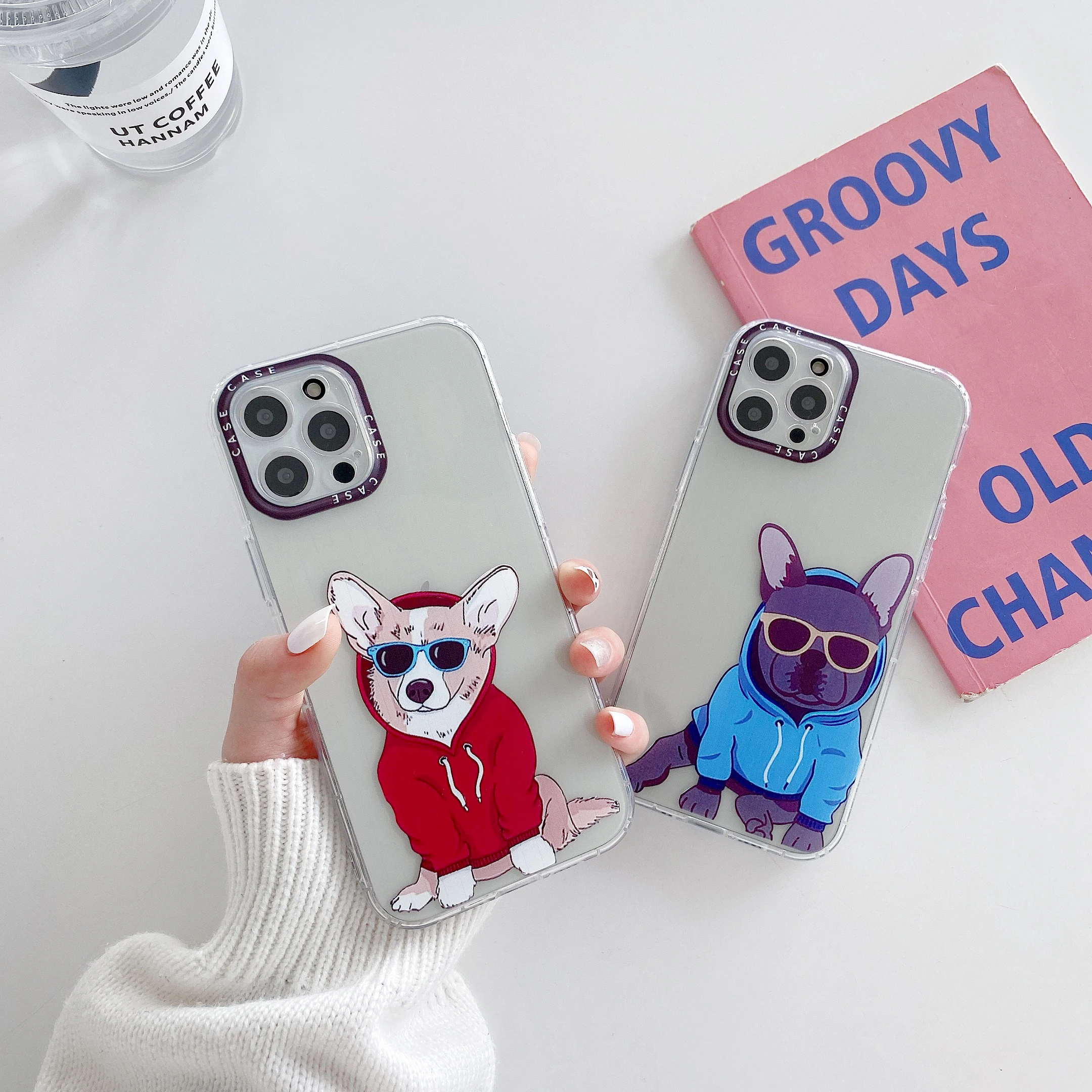 

Cartoon Dog Phone Case For iPhone 12 11 Pro max mini XS MAX X XR 7 8 6 Plus blue and red Soft Silicone Cover