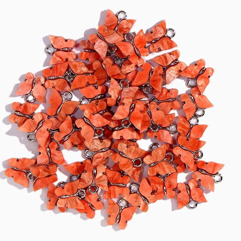 JJFOUCS 50 шт./компл. модные блестящие Акриловые Бабочки серебряного цвета для