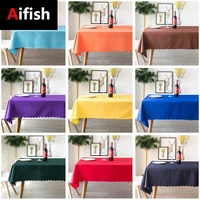 aifish modern all match solid tablecloth red green washable coffee dinner table cloth for party banquet restaurant decoration 5