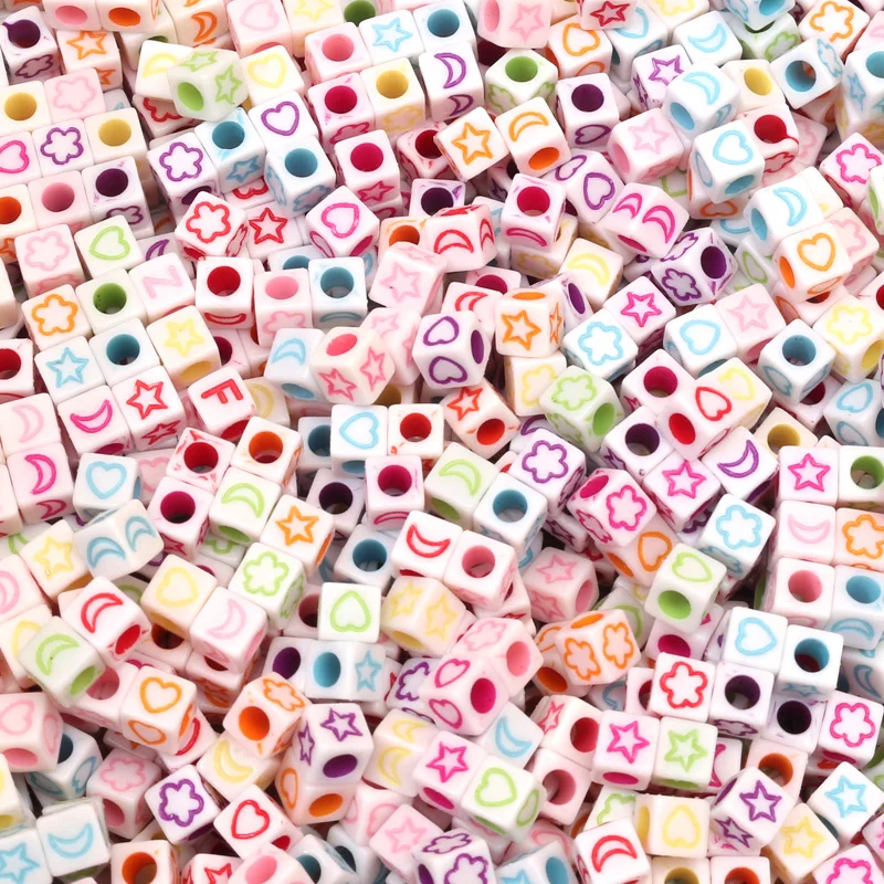 Квадратные акриловые бусины в форме звезды и Луны 200 шт. 6 мм для ювелирных