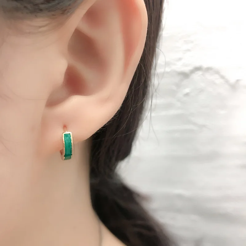 

OUFEI Hoop Earrings For Women 925 Sterling Silver Earrings Round Light Luxury Wind Dripping Oil Fine Earrings Jewelry