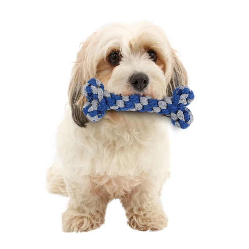 

Dog Cotton Rope Chew Toy Bite-Resistant Teething Toys Puppy Tooth Cleaning Bone Molars Chewing Toy Dropshipping