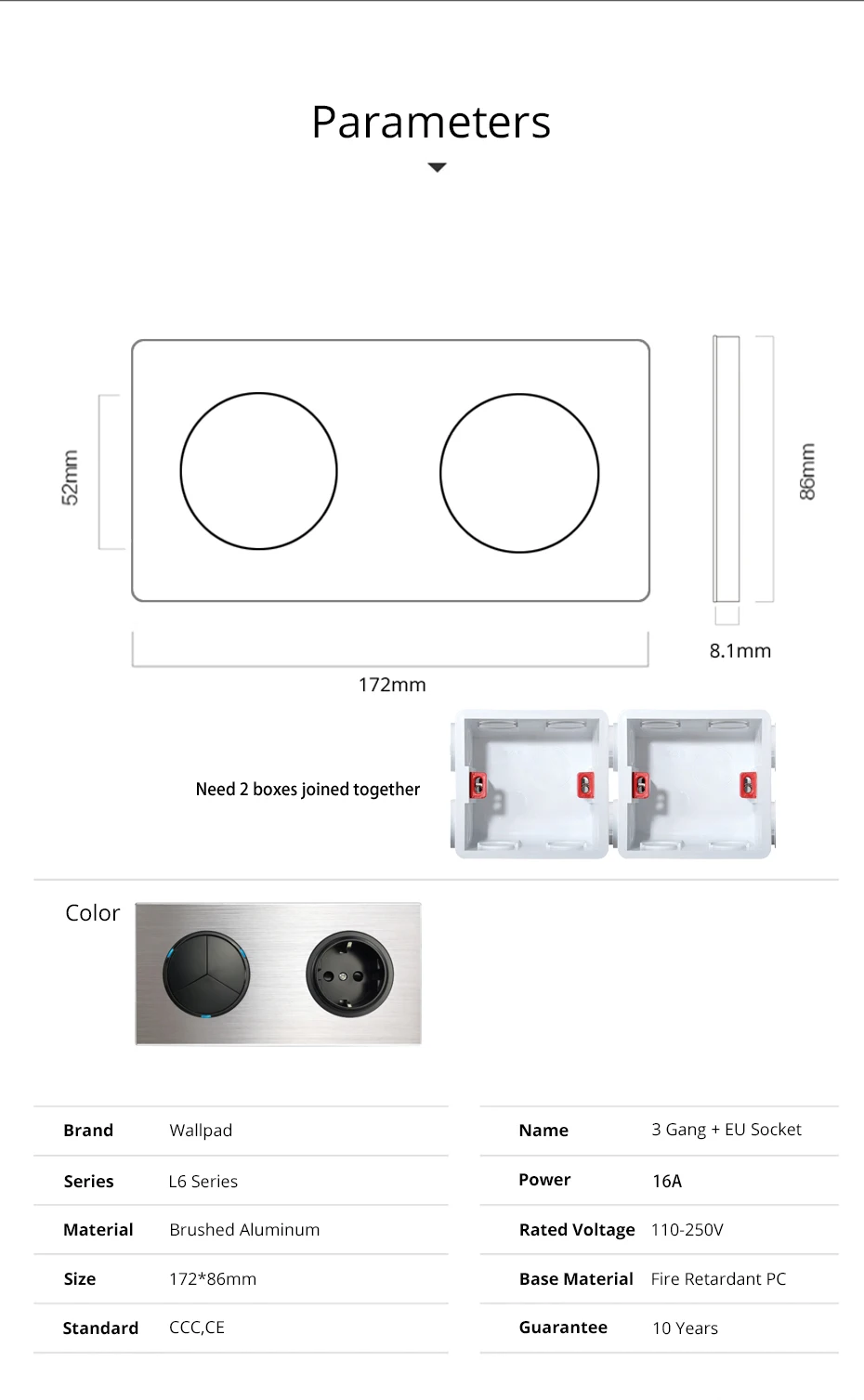 Трехместный светильник 3 банды с европейской стеновой электрической розеткой