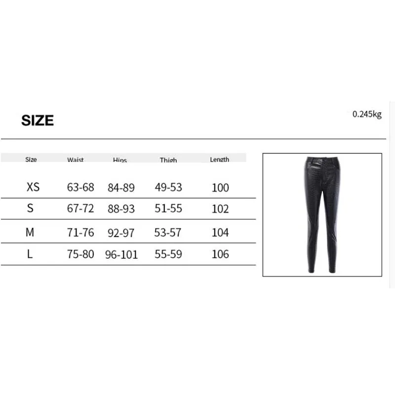 

European and American black crocodile pattern PU leather pants women's summer 2021 new style all-match slim and thin high-waiste