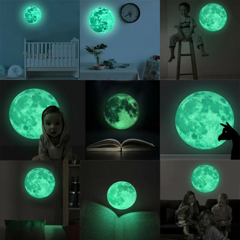 100 шт Детские Мультяшные ПВХ Светящиеся неоновые 3D стикеры Звездные Луна
