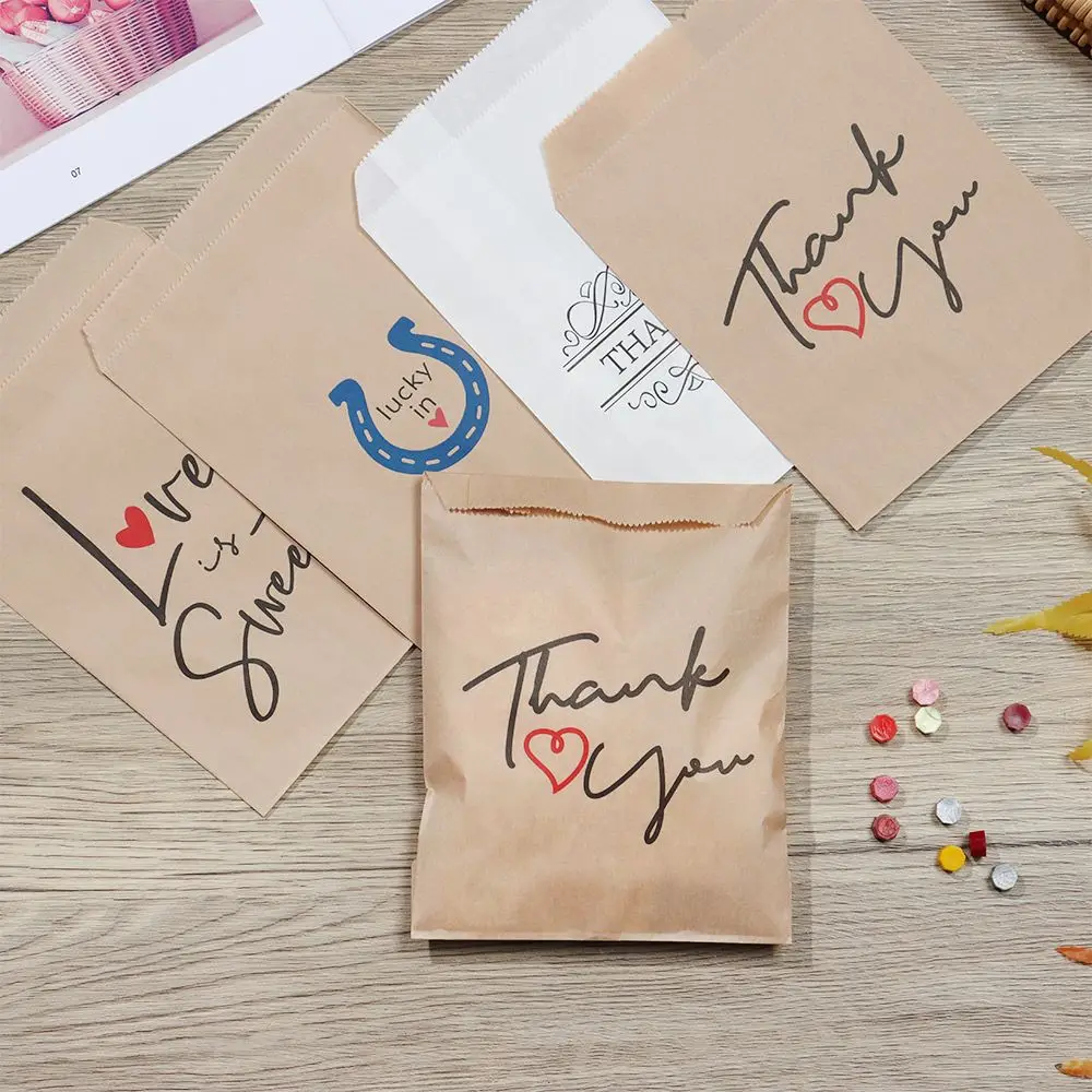 25PCS Gift Pastry Packing Love Is Sweet Wrapping Pouch Packaging Bag Biscuit Candy Cookies Thank You Kraft Paper Bags maotu 20 pcs pack kraft paper bag cd dvd packing wrapping sleeves envelopes packaging holder cover paperboard durable brown