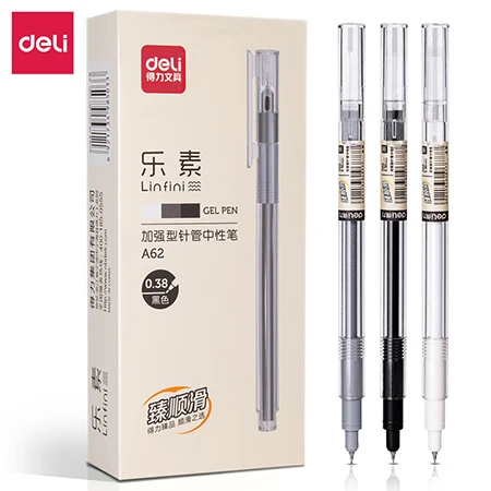 

Deli A62 student gel pen 0.38mm reinforced needle tube Smooth writing neutral pen no seal style signature pen Cold wind